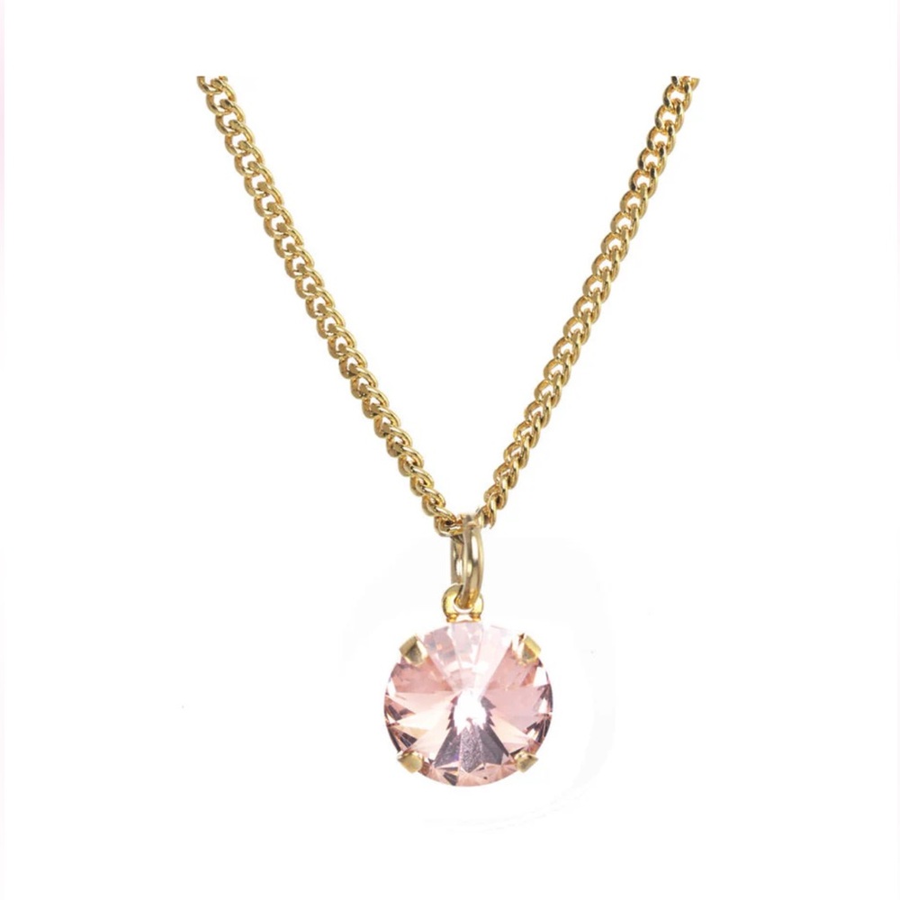 💕Pretty in pink simple slider mini pendant on a gold chain.
